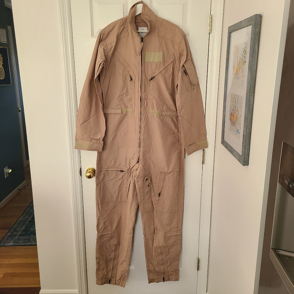 Military Flyer Coveralls Size 40L CWU-27/PType 1 Class 2 Flight Suit Tan 380